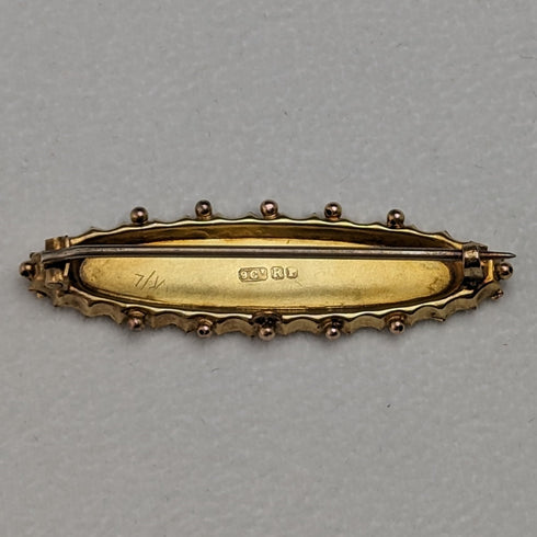 1875年頃 英国アンティーク 9ctゴールド製 小鳥装飾 ピンブローチ ケース入